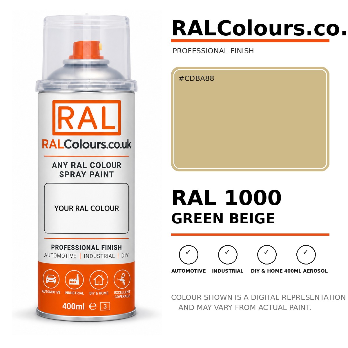 RAL 1000 Green Beige Spray Paint Aerosol Can 400ml 400ml aerosol spray paint