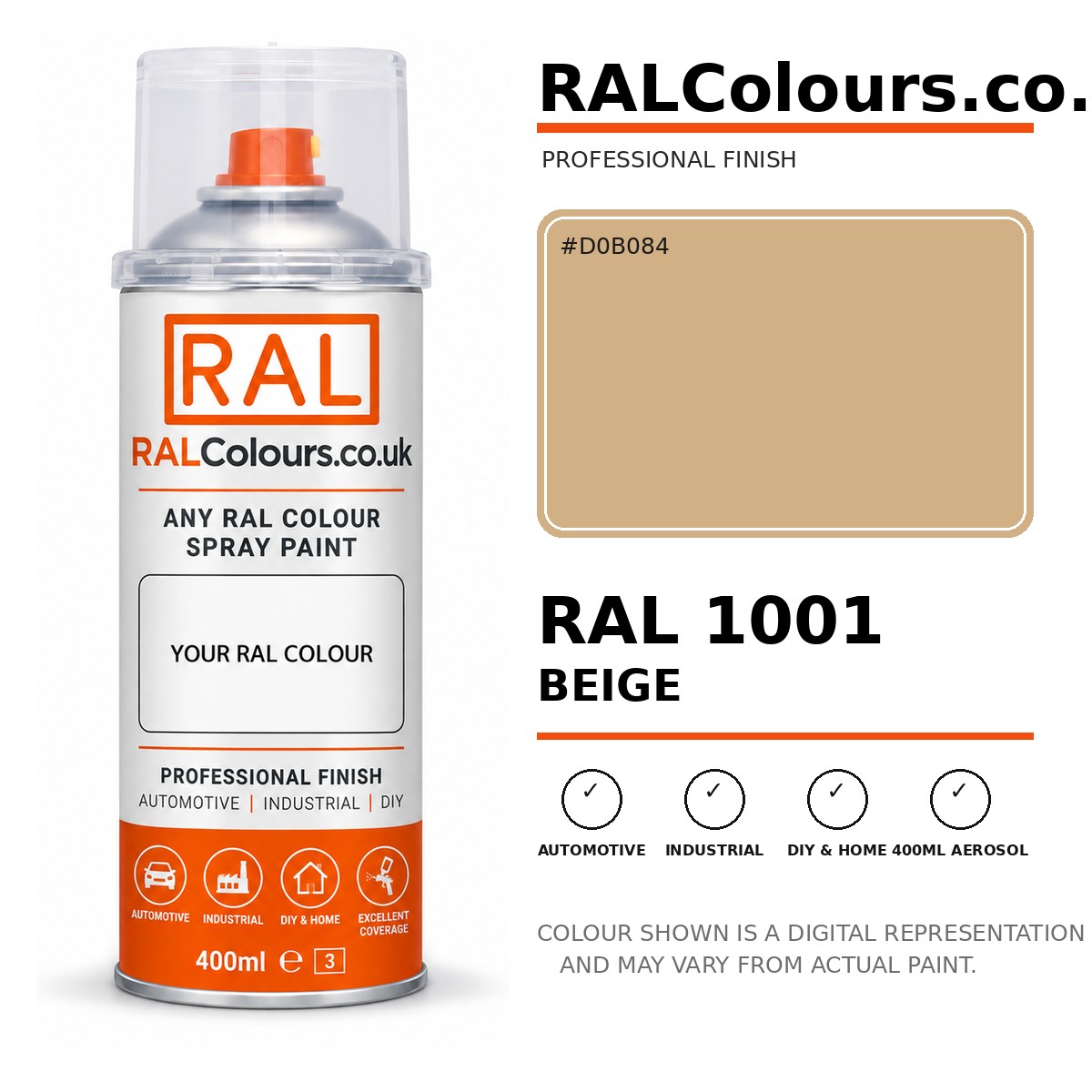 RAL 1001 Beige Spray Paint Aerosol Can 400ml 400ml aerosol spray paint