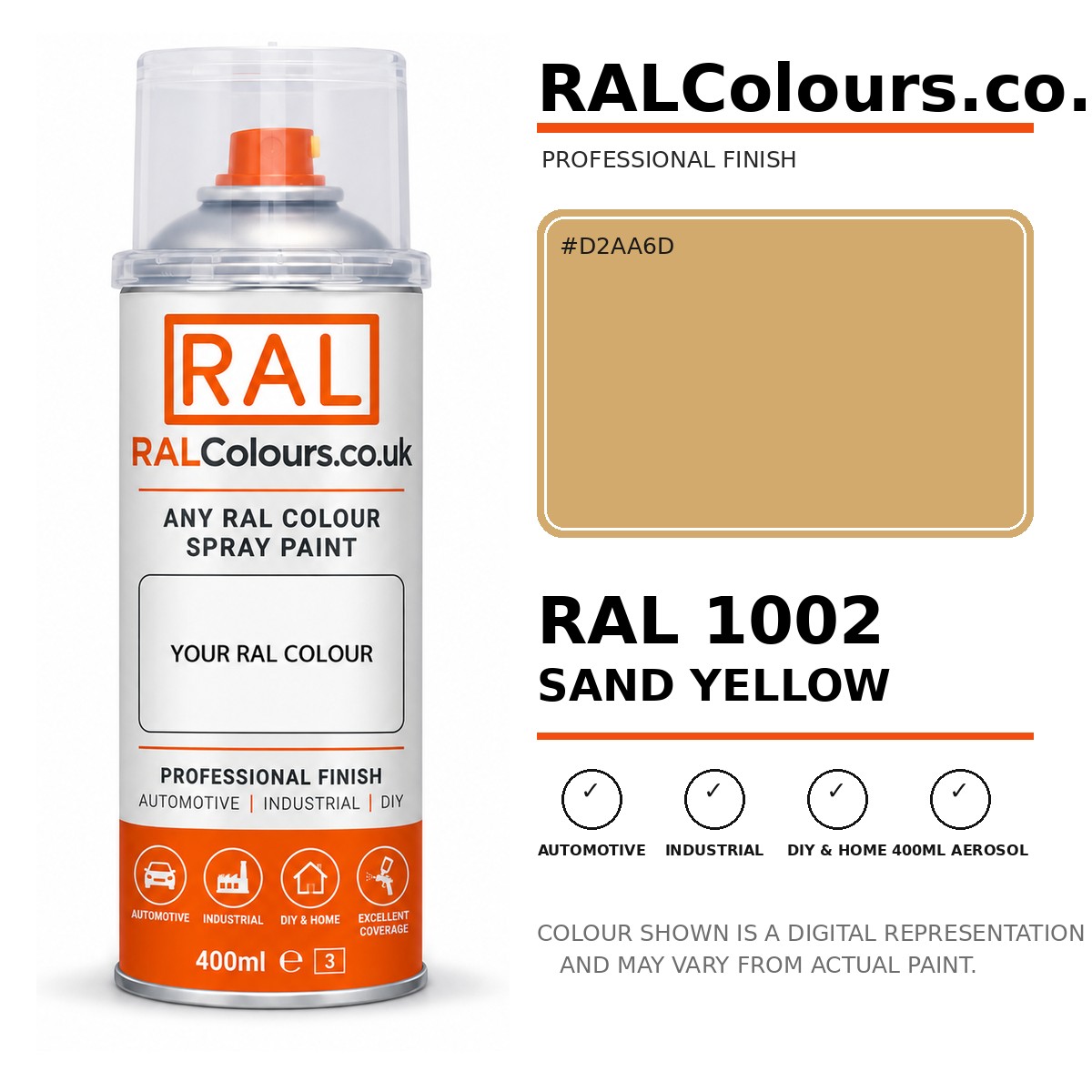 RAL 1002 Sand yellow Spray Paint Aerosol Can 400ml 400ml aerosol spray paint