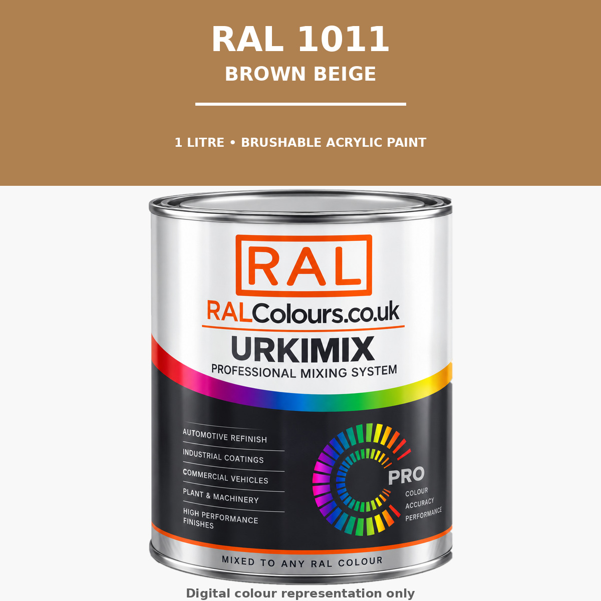 RAL 1011 Brown beige Brushable Acrylic Paint 1 Litre Tin
