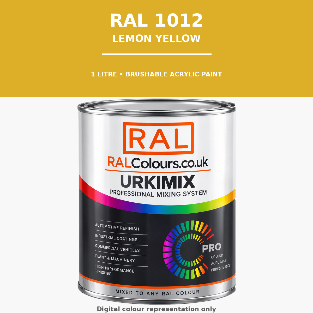 RAL 1012 Lemon yellow Brushable Acrylic Paint 1 Litre Tin