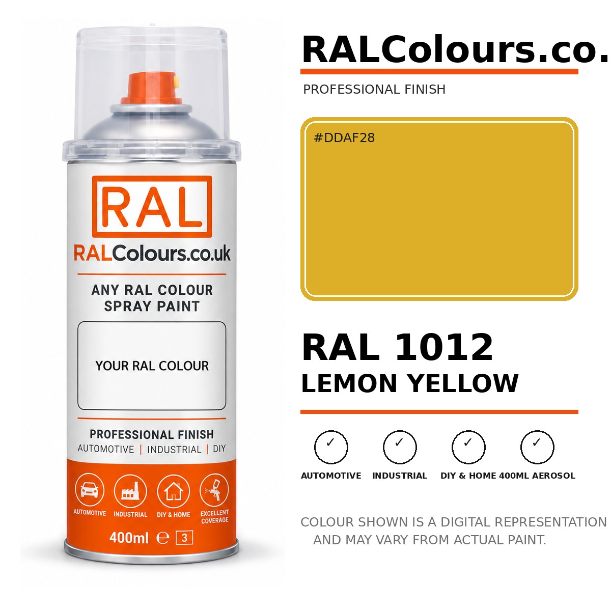 RAL 1012 Lemon yellow Spray Paint Aerosol Can 400ml 400ml aerosol spray paint