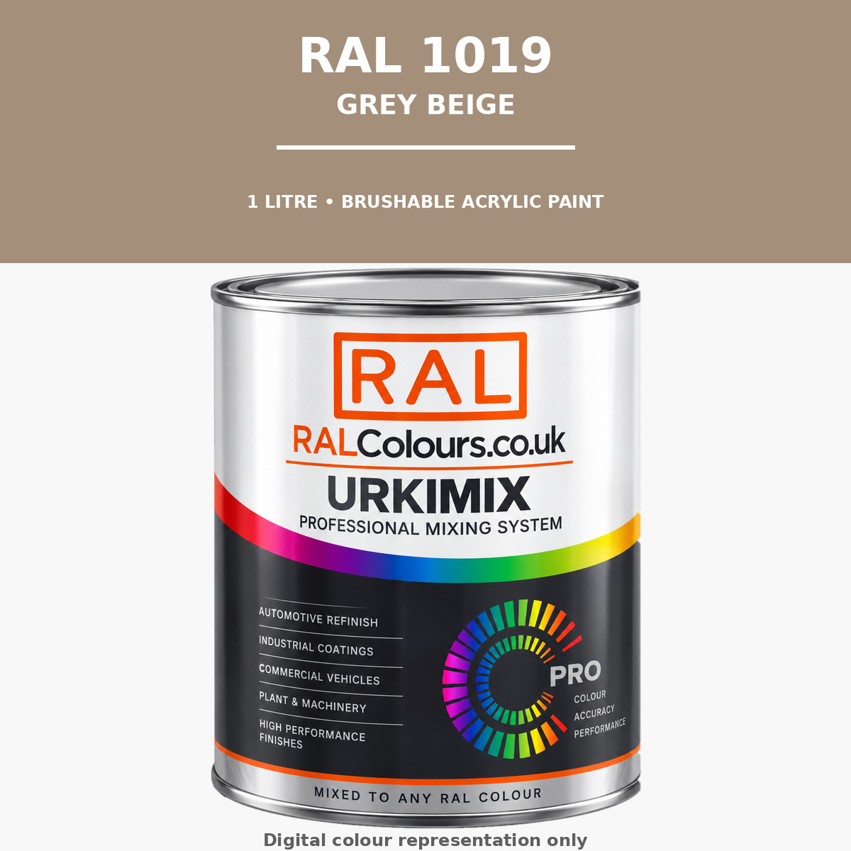 RAL 1019 Grey beige Brushable Acrylic Paint 1 Litre Tin