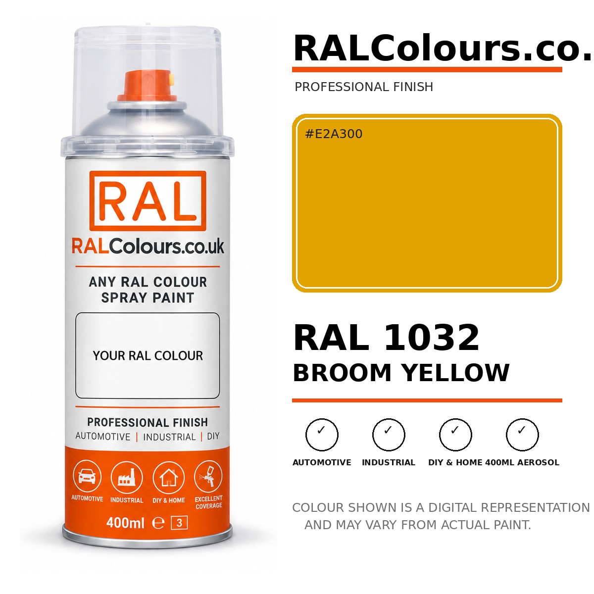 RAL 1032 Broom yellow Spray Paint Aerosol Can 400ml 400ml aerosol spray paint