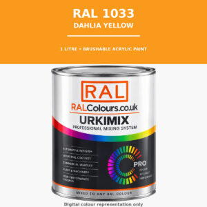 RAL 1033 Dahlia yellow Brushable Acrylic Paint 1 Litre Tin