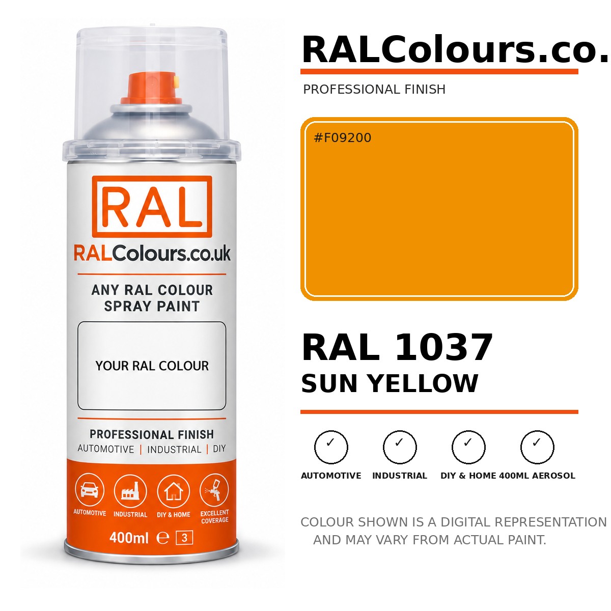 RAL 1037 Sun yellow Spray Paint Aerosol Can 400ml 400ml aerosol spray paint