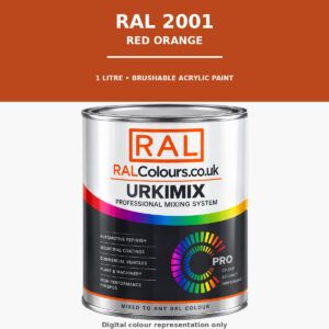RAL 2001 Red orange Brushable Acrylic Paint 1 Litre Tin