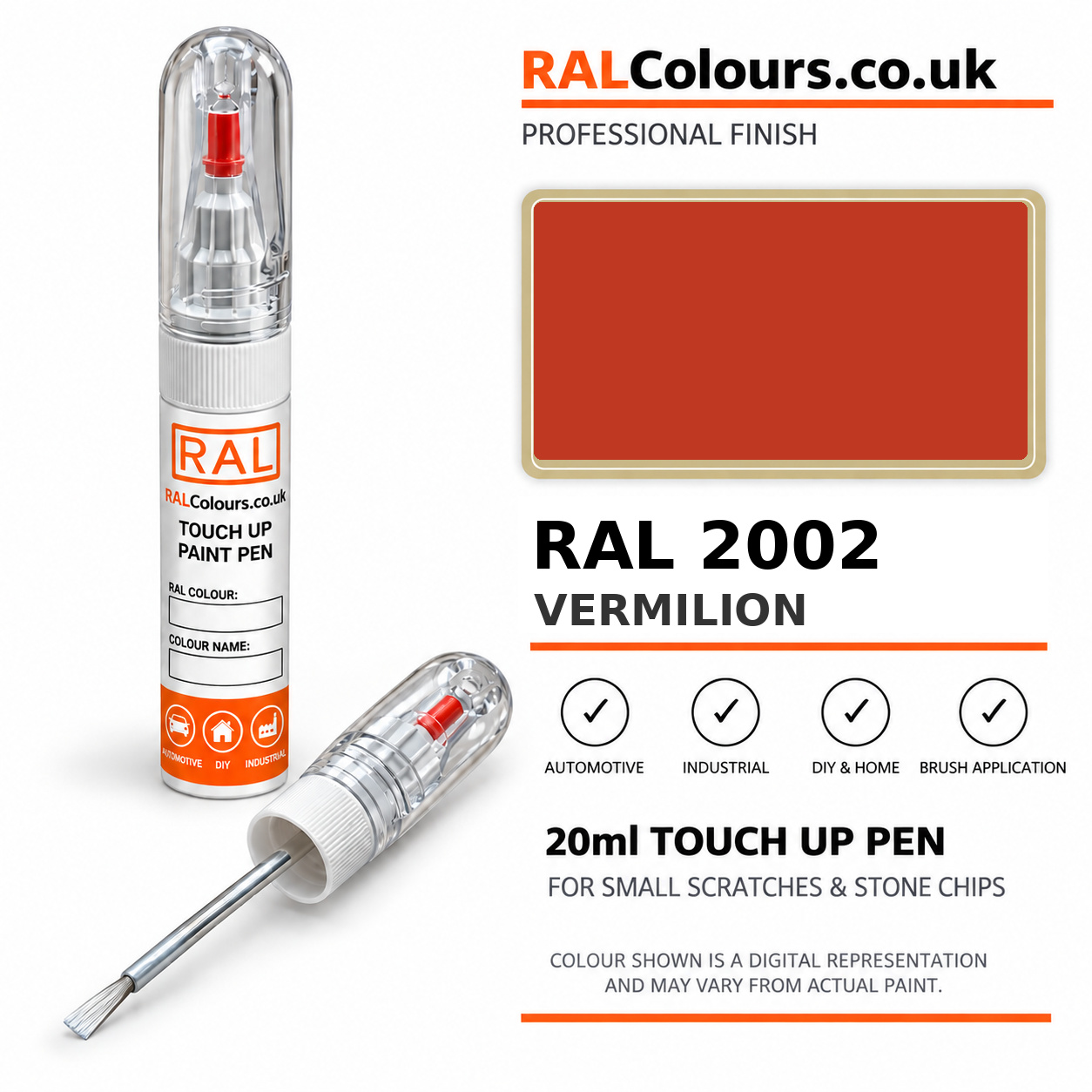 RAL 2002 Vermilion Touch Up Pen