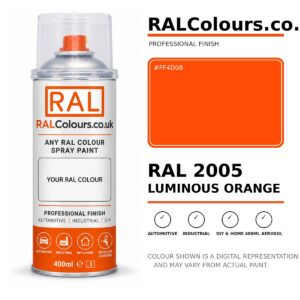 RAL 2005 Luminous orange Spray Paint Aerosol Can 400ml 400ml aerosol spray paint