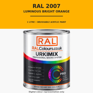 RAL 2007 Luminous bright orange Brushable Acrylic Paint 1 Litre Tin