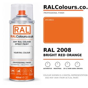 RAL 2008 Bright red orange Spray Paint Aerosol Can 400ml 400ml aerosol spray paint
