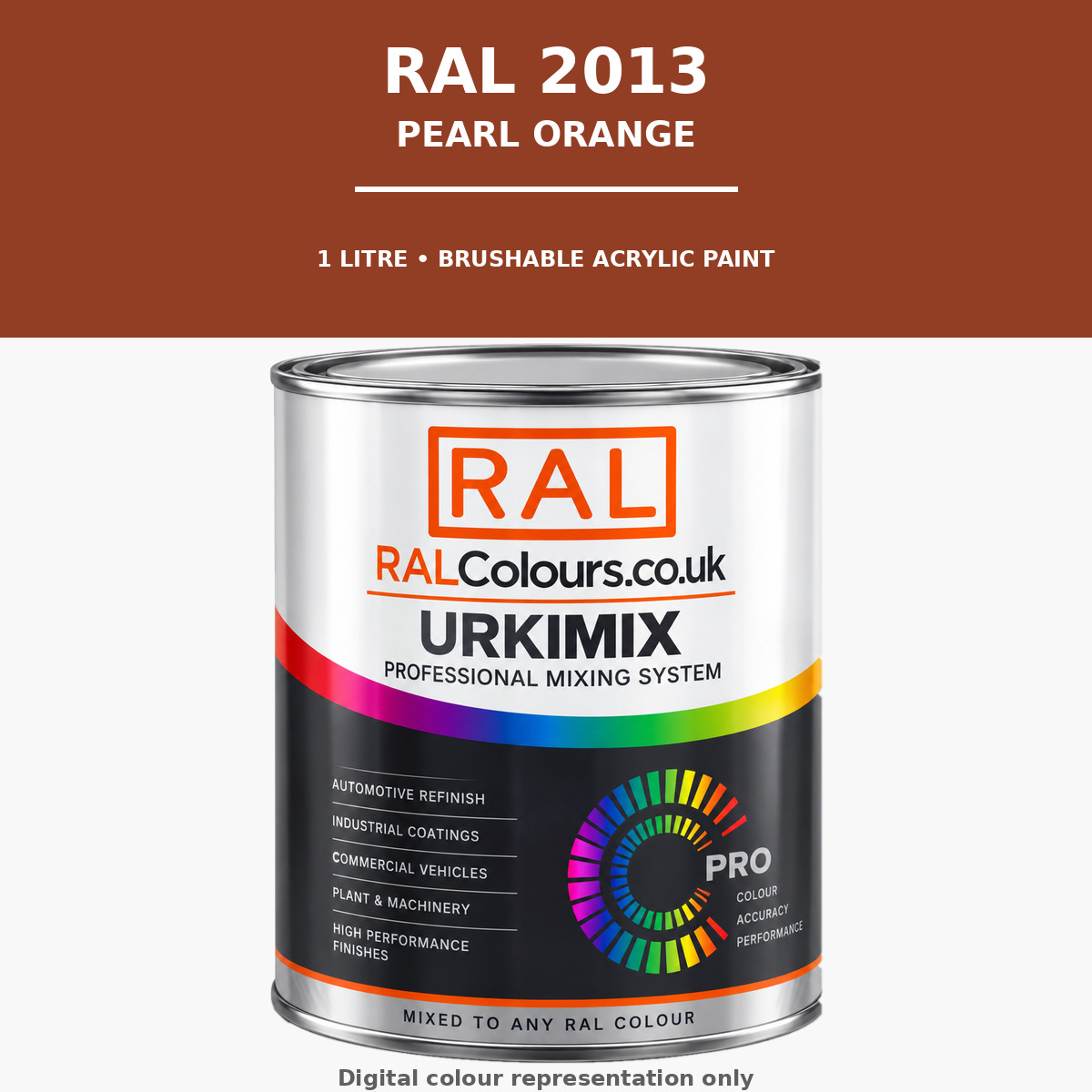 RAL 2013 Pearl orange Brushable Acrylic Paint 1 Litre Tin