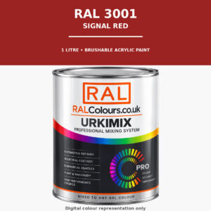 RAL 3001 Signal red Brushable Acrylic Paint 1 Litre Tin