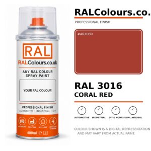 RAL 3016 Coral red Spray Paint Aerosol Can 400ml 400ml aerosol spray paint