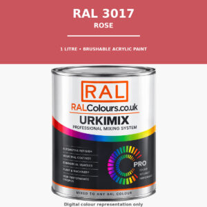 RAL 3017 Rose Brushable Acrylic Paint 1 Litre Tin