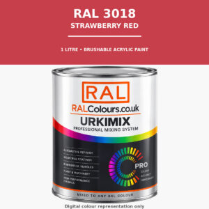 RAL 3018 Strawberry red Brushable Acrylic Paint 1 Litre Tin