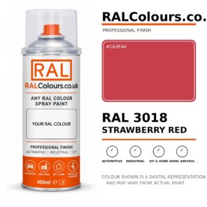 RAL 3018 Strawberry red Spray Paint Aerosol Can 400ml 400ml aerosol spray paint