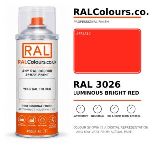 RAL 3026 Luminous bright red Spray Paint Aerosol Can 400ml 400ml aerosol spray paint