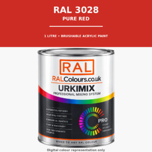RAL 3028 Pure red Brushable Acrylic Paint 1 Litre Tin