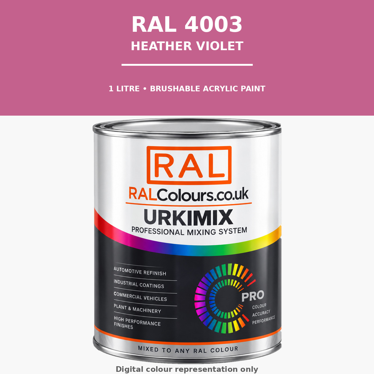 RAL 4003 Heather violet Brushable Acrylic Paint 1 Litre Tin