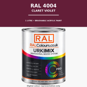 RAL 4004 Claret violet Brushable Acrylic Paint 1 Litre Tin
