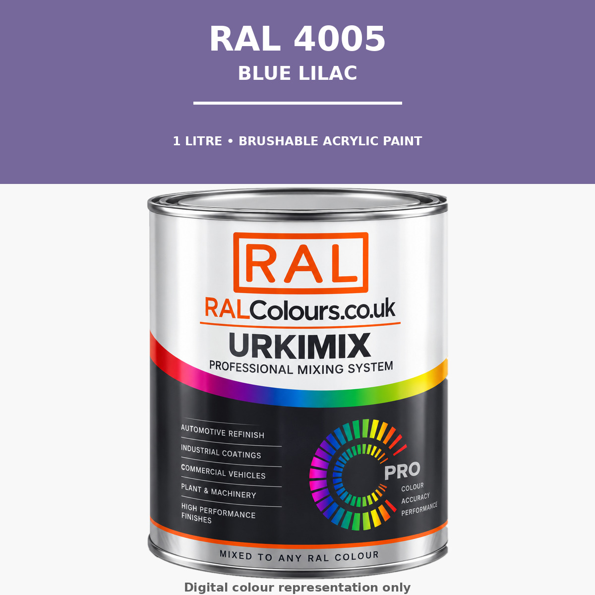 RAL 4005 Blue lilac Brushable Acrylic Paint 1 Litre Tin