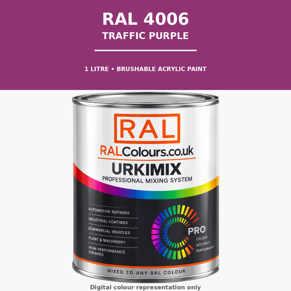 RAL 4006 Traffic purple Brushable Acrylic Paint 1 Litre Tin