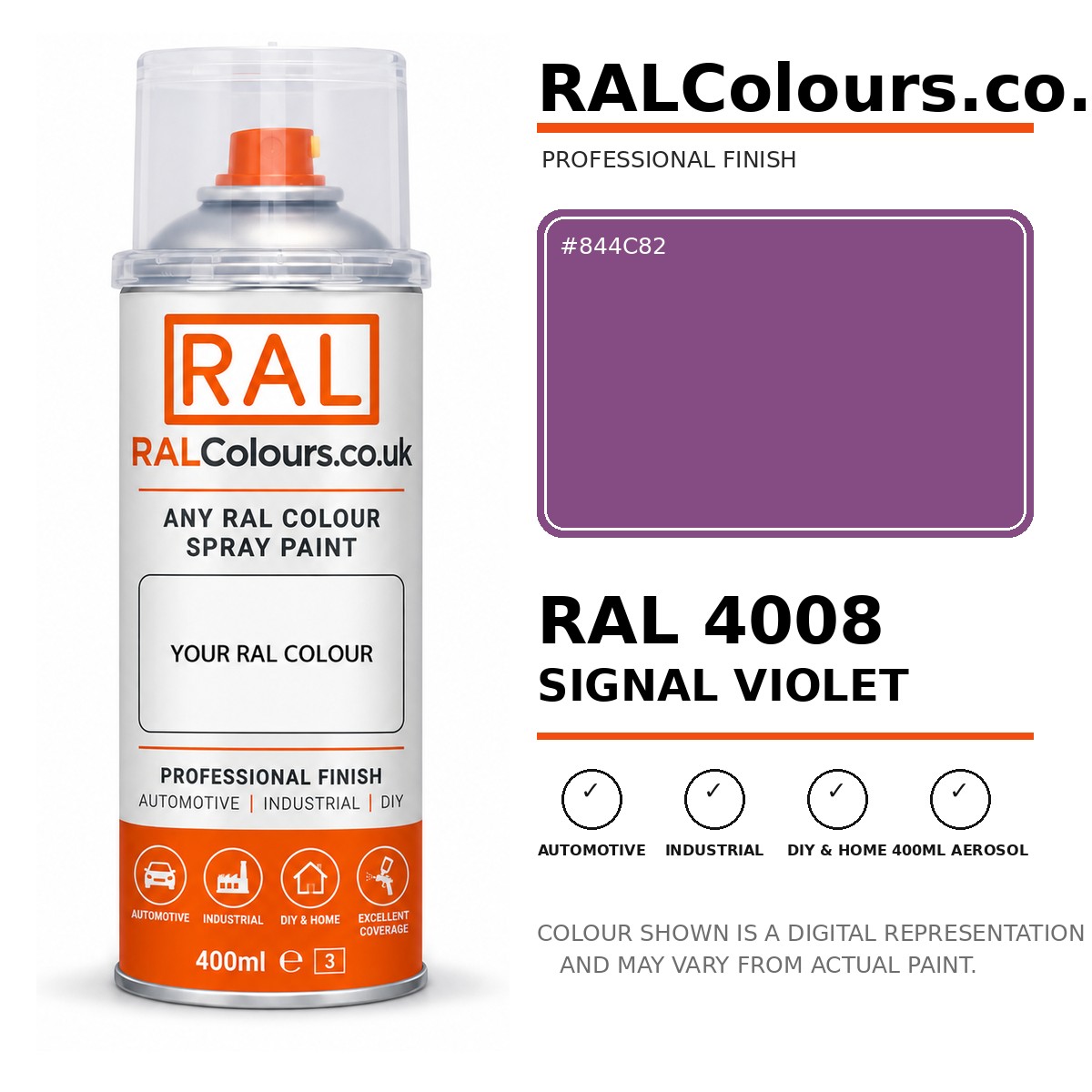 RAL 4008 Signal violet Spray Paint Aerosol Can 400ml 400ml aerosol spray paint