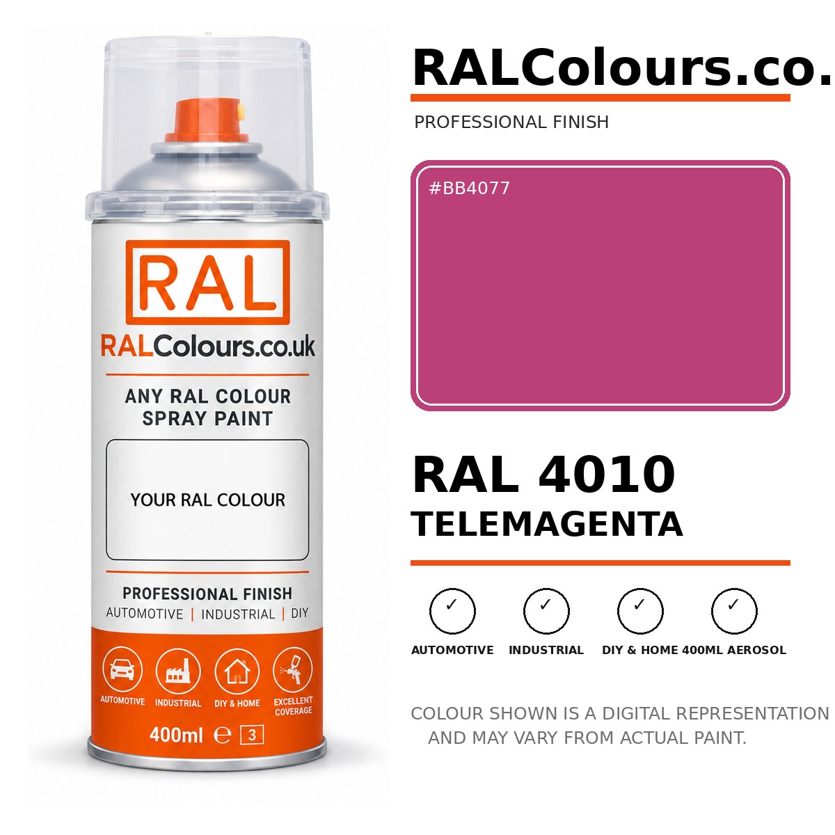 RAL 4010 Telemagenta Spray Paint Aerosol Can 400ml 400ml aerosol spray paint