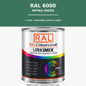 RAL 6000 Patina green Brushable Acrylic Paint 1 Litre Tin