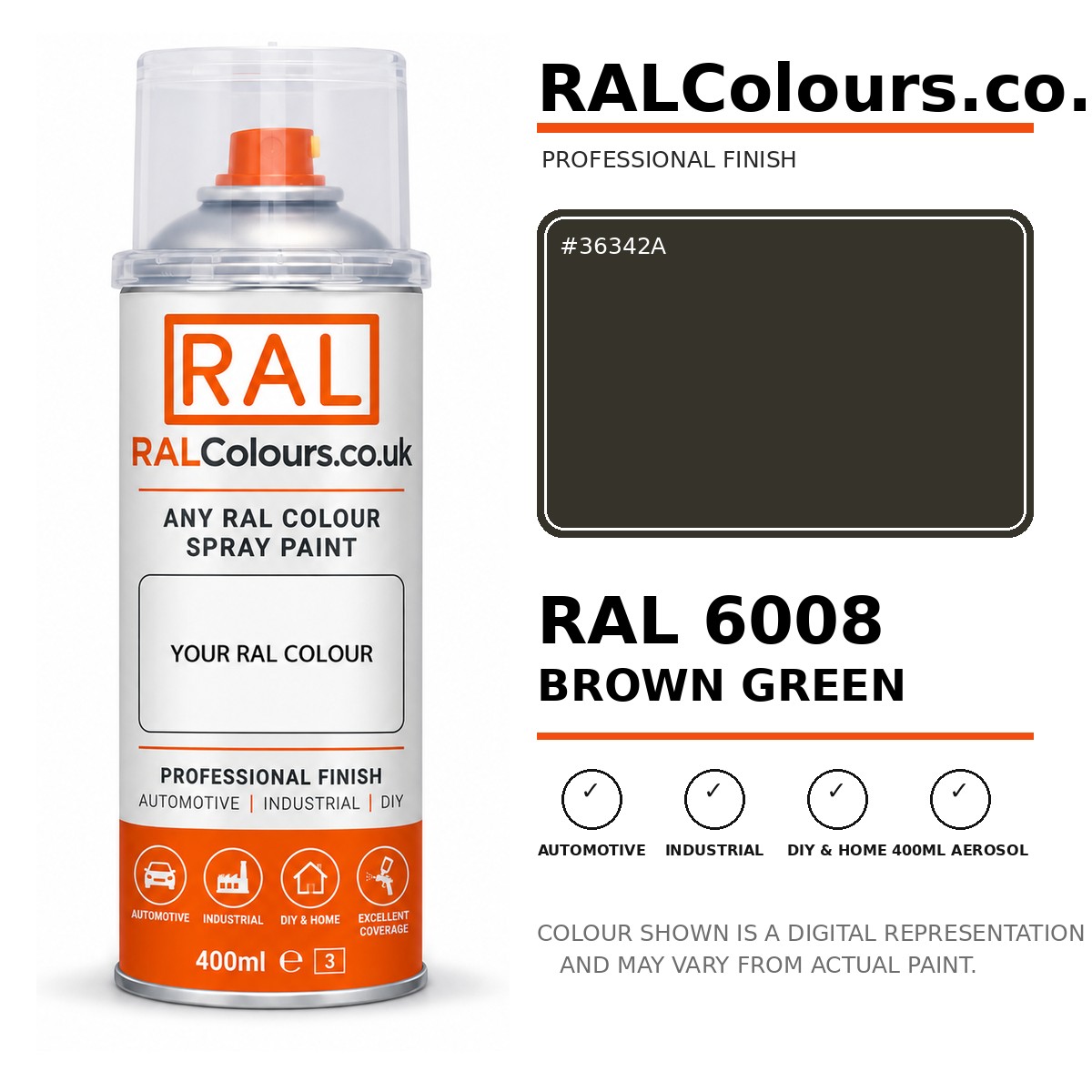 RAL 6008 Brown green Spray Paint Aerosol Can 400ml 400ml aerosol spray paint