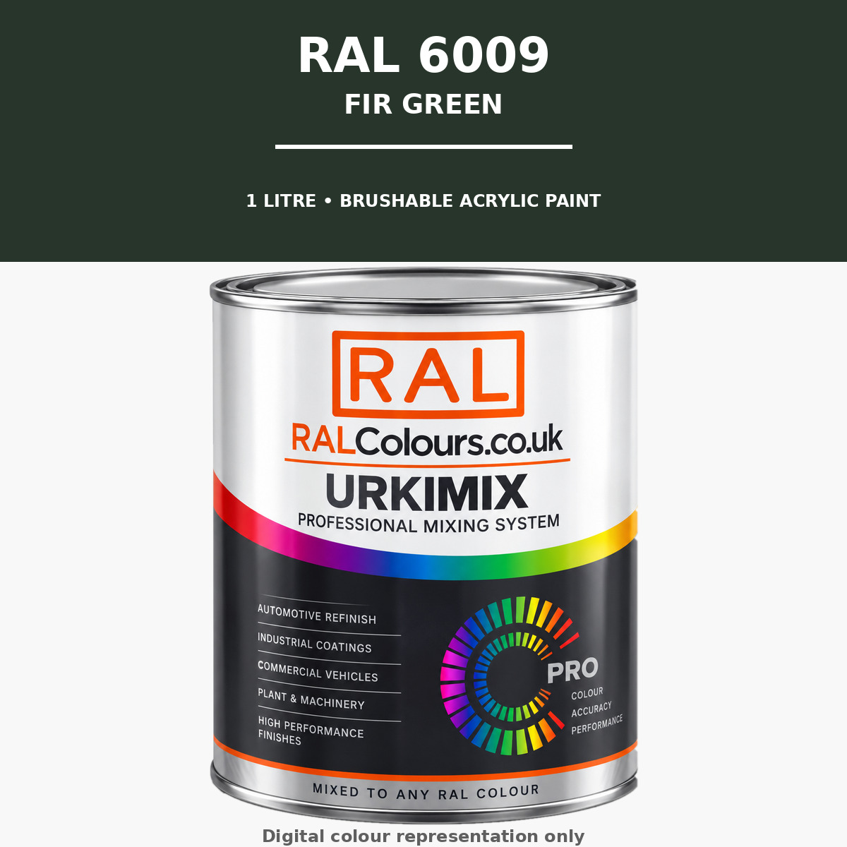 RAL 6009 Fir green Brushable Acrylic Paint 1 Litre Tin