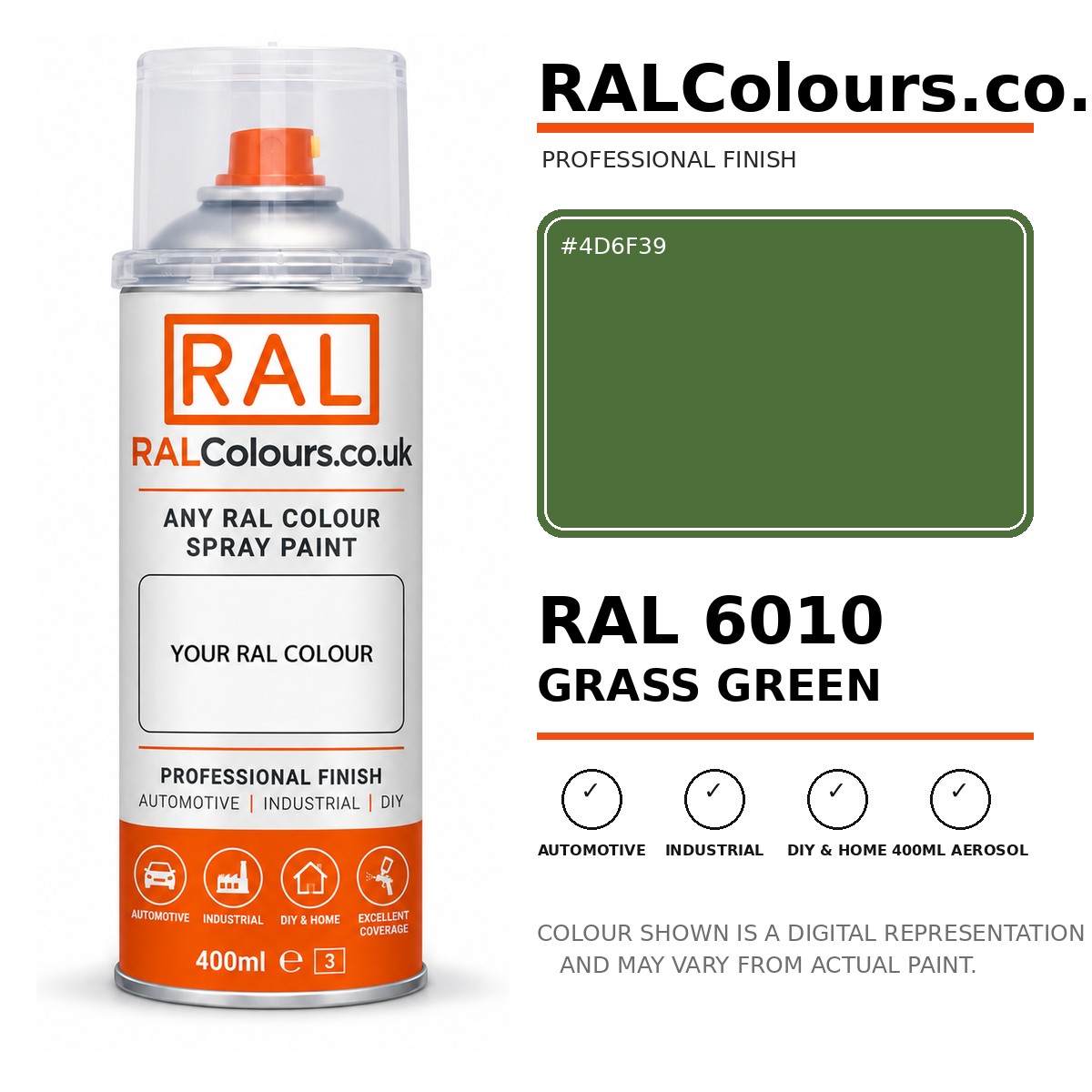 RAL 6010 Grass green Spray Paint Aerosol Can 400ml 400ml aerosol spray paint
