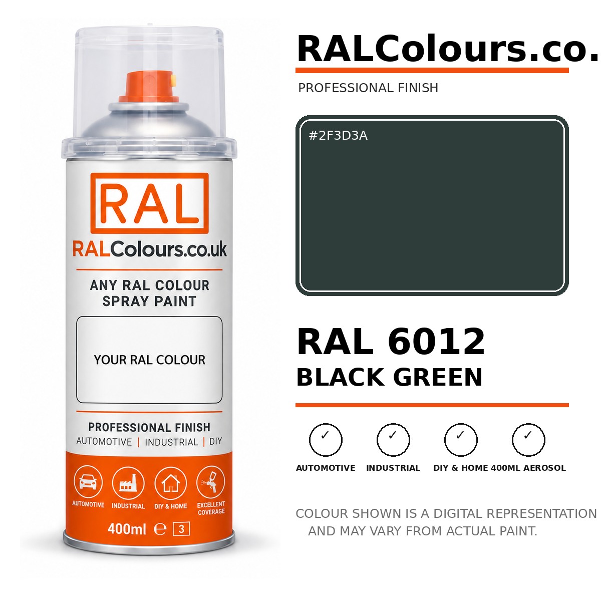 RAL 6012 Black green Spray Paint Aerosol Can 400ml 400ml aerosol spray paint