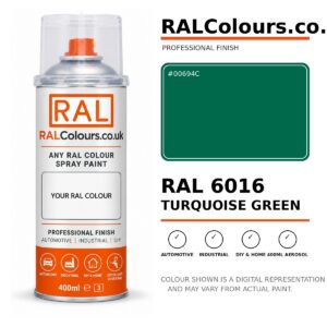 RAL 6016 Turquoise green Spray Paint Aerosol Can 400ml 400ml aerosol spray paint