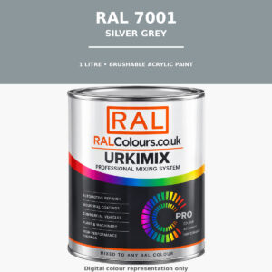 RAL 7001 Silver grey Brushable Acrylic Paint 1 Litre Tin