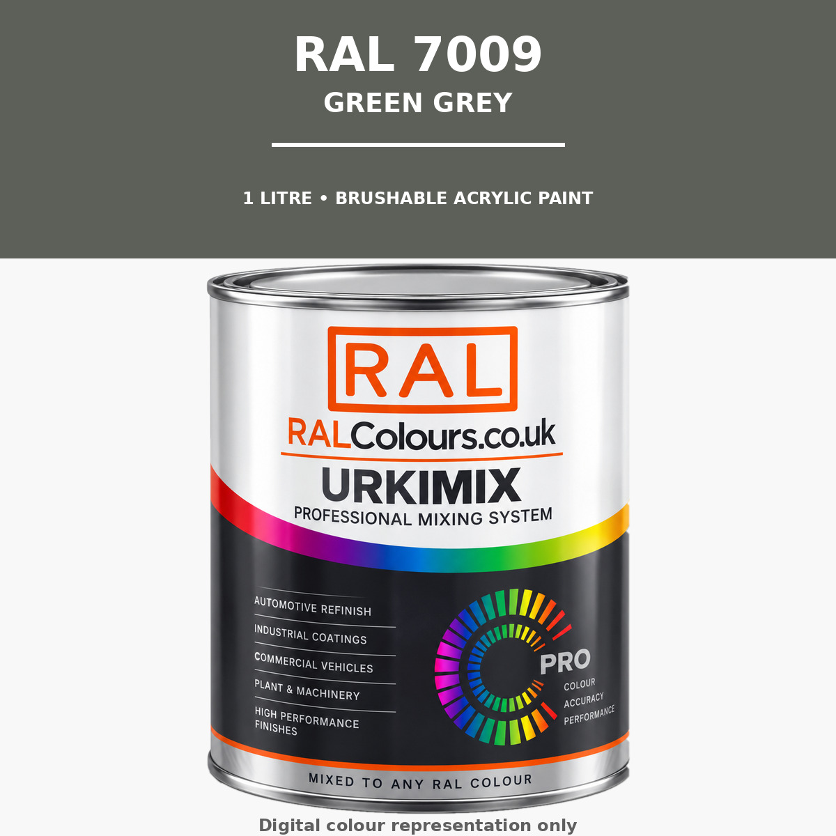 RAL 7009 Green grey Brushable Acrylic Paint 1 Litre Tin