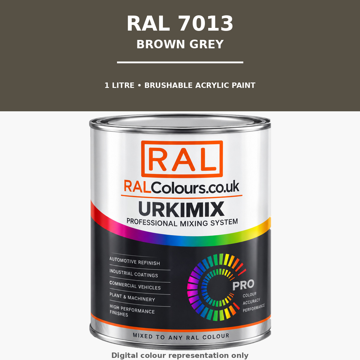 RAL 7013 Brown grey Brushable Acrylic Paint 1 Litre Tin