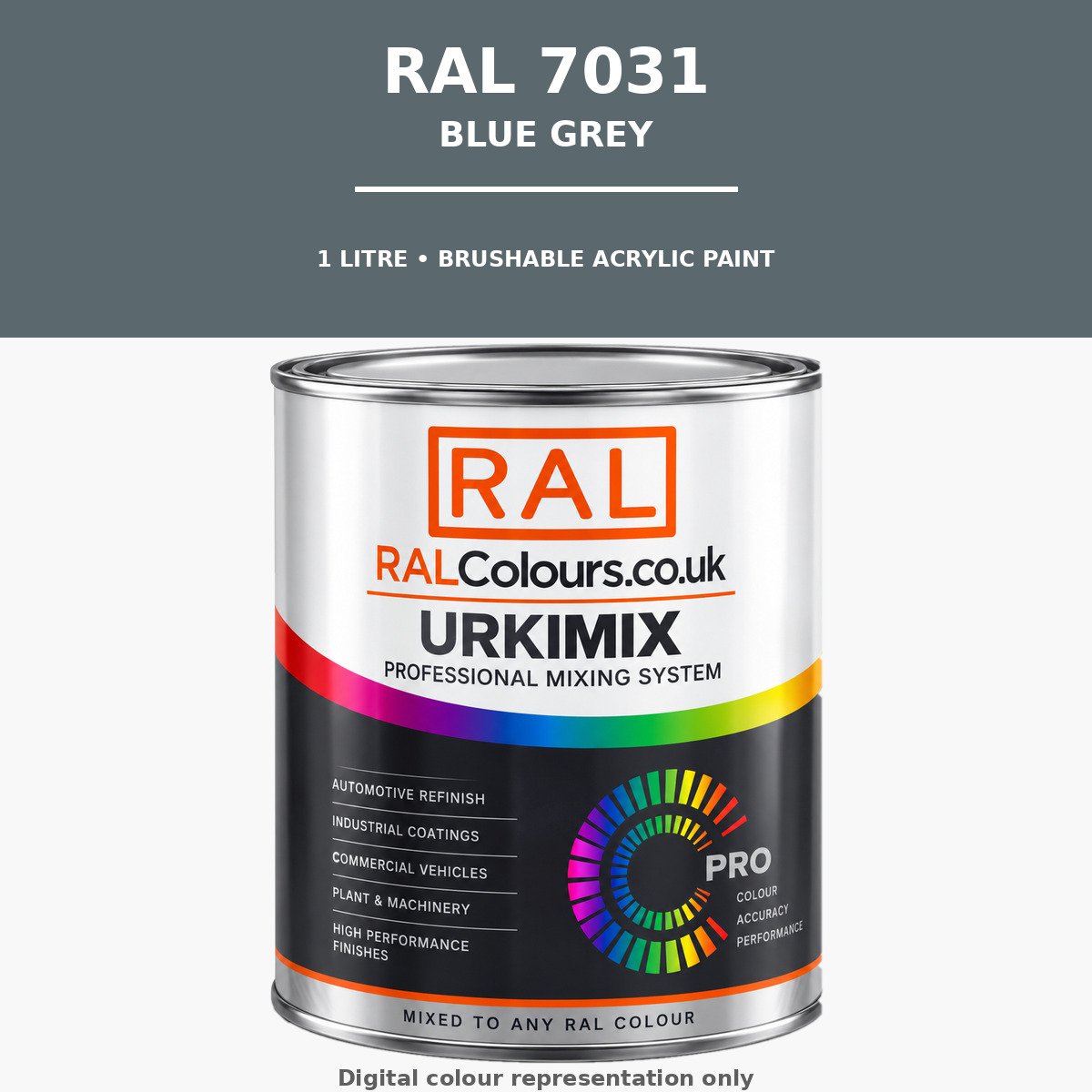 RAL 7031 Blue grey Brushable Acrylic Paint 1 Litre Tin