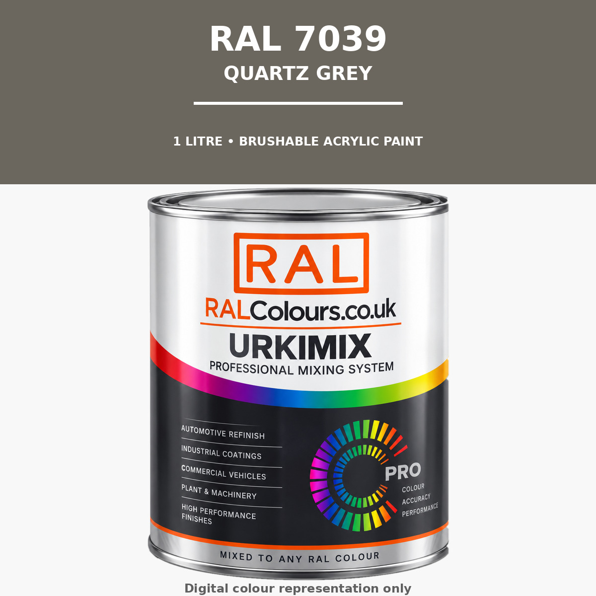 RAL 7039 Quartz grey Brushable Acrylic Paint 1 Litre Tin