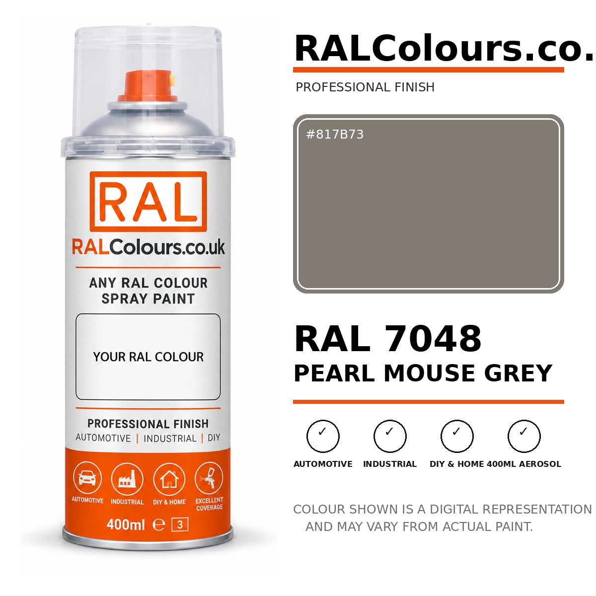 RAL 7048 Pearl mouse grey Spray Paint Aerosol Can 400ml 400ml aerosol spray paint