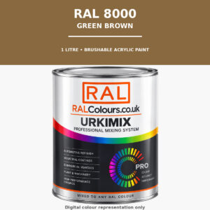 RAL 8000 Green brown Brushable Acrylic Paint 1 Litre Tin