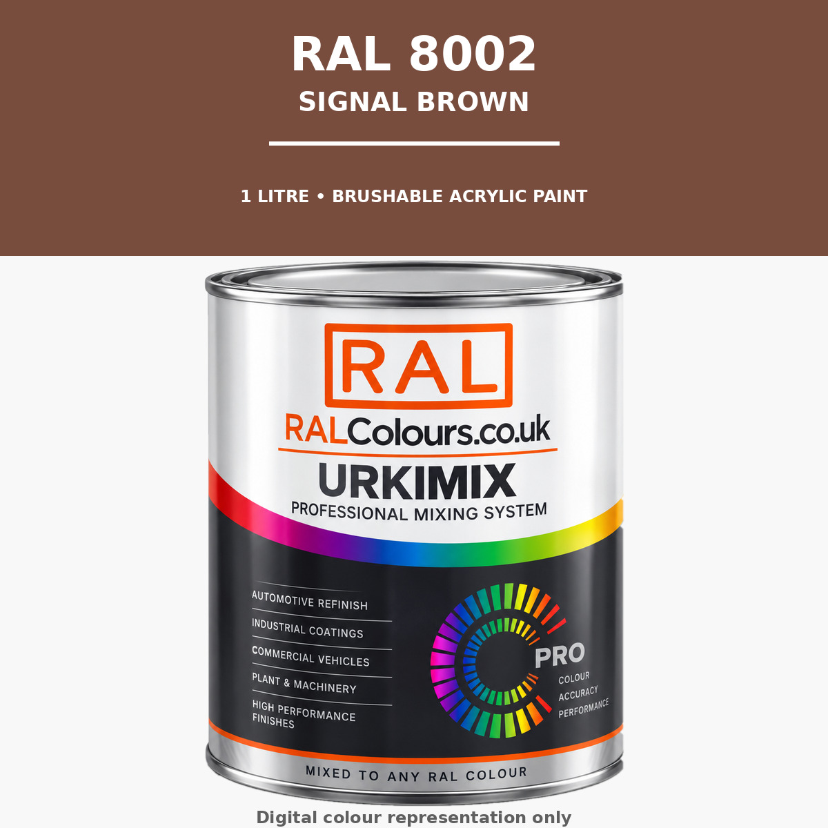 RAL 8002 Signal brown Brushable Acrylic Paint 1 Litre Tin
