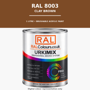 RAL 8003 Clay brown Brushable Acrylic Paint 1 Litre Tin