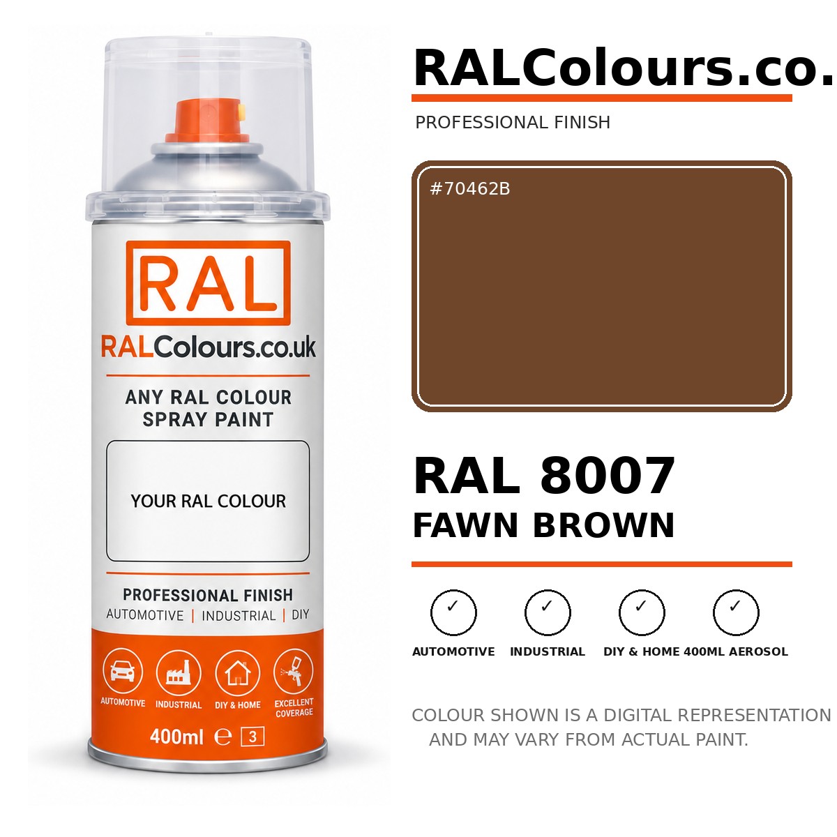 RAL 8007 Fawn brown Spray Paint Aerosol Can 400ml 400ml aerosol spray paint