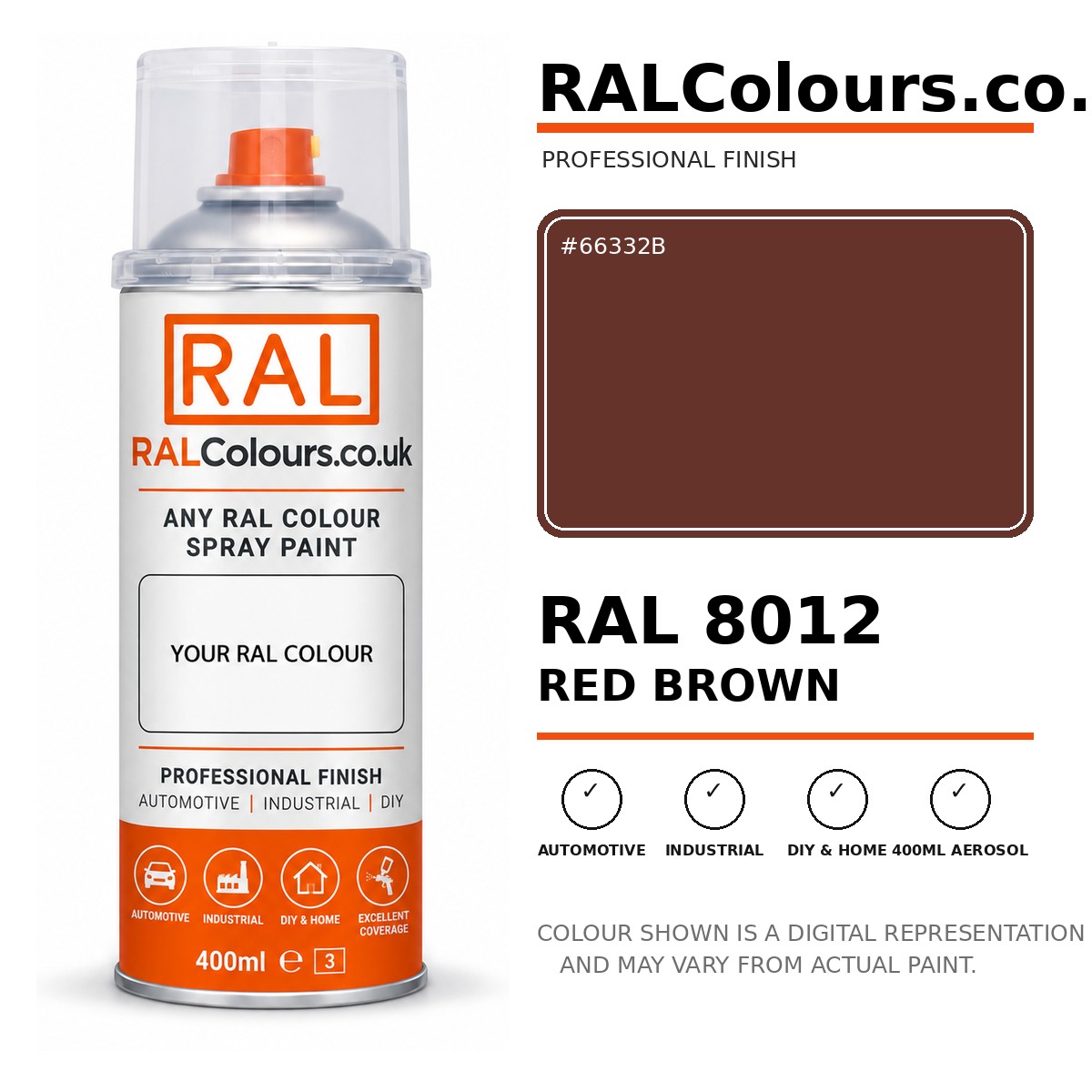 RAL 8012 Red brown Spray Paint Aerosol Can 400ml 400ml aerosol spray paint