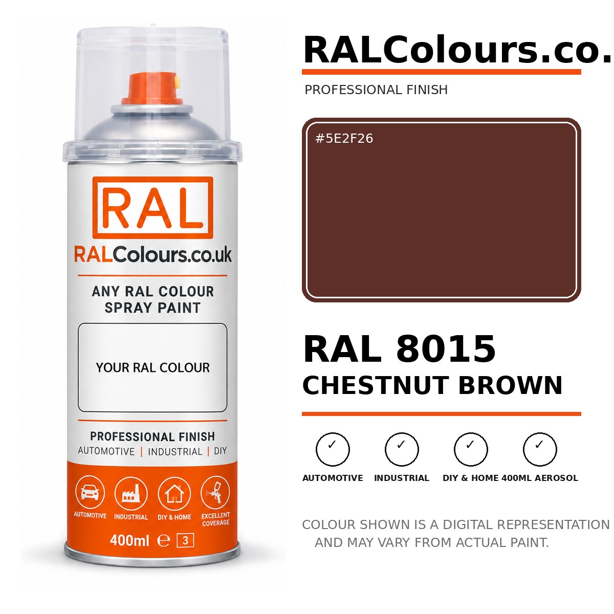 RAL 8015 Chestnut brown Spray Paint Aerosol Can 400ml 400ml aerosol spray paint