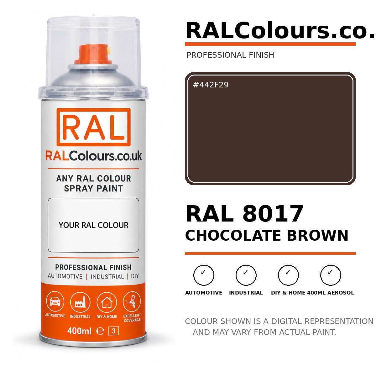 RAL 8017 Chocolate brown Spray Paint Aerosol Can 400ml 400ml aerosol spray paint