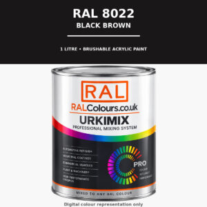 RAL 8022 Black brown Brushable Acrylic Paint 1 Litre Tin