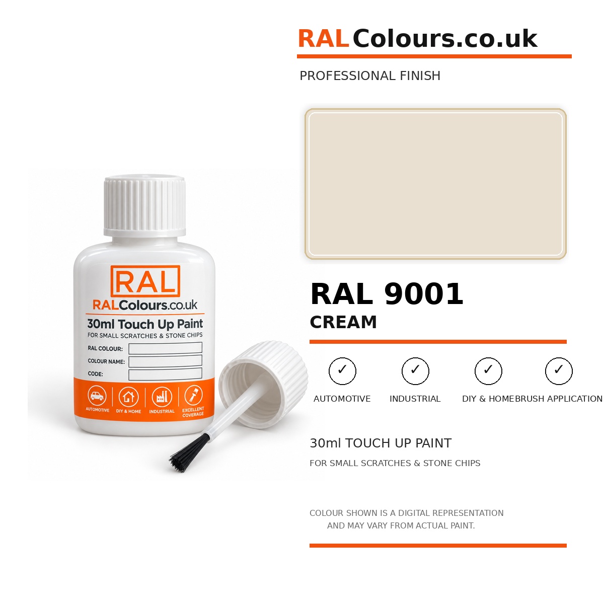 RAL 9001 Cream Touch Up Paint